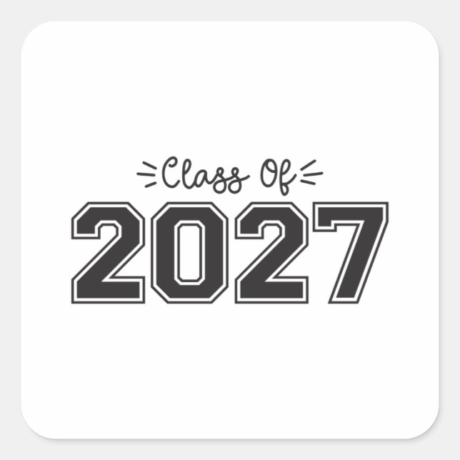 Pegatina Cuadrada 2027 personas de edad, clase de 2027 Graduación (Anverso)