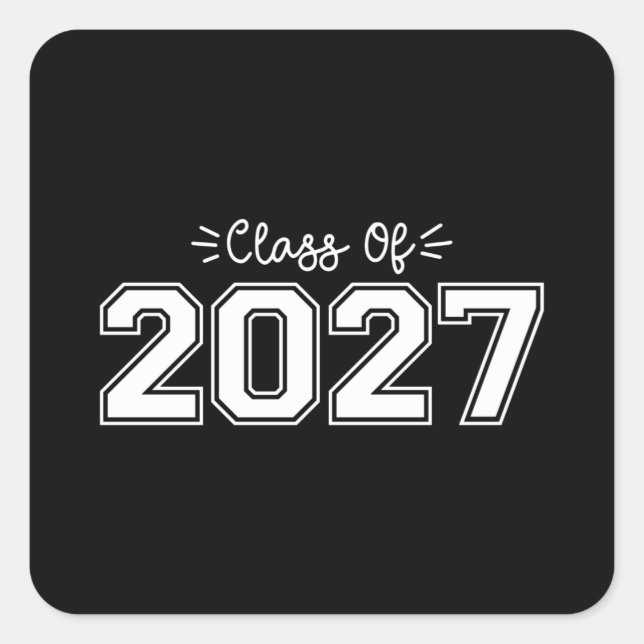Pegatina Cuadrada 2027 personas de edad, clase de 2027 Graduación (Anverso)
