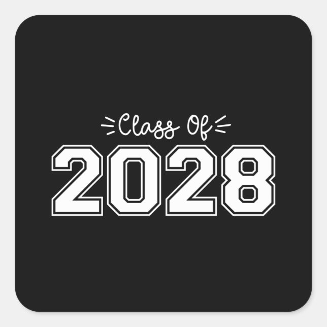 Pegatina Cuadrada 2028 personas de edad, clase de 2028 Graduación (Anverso)