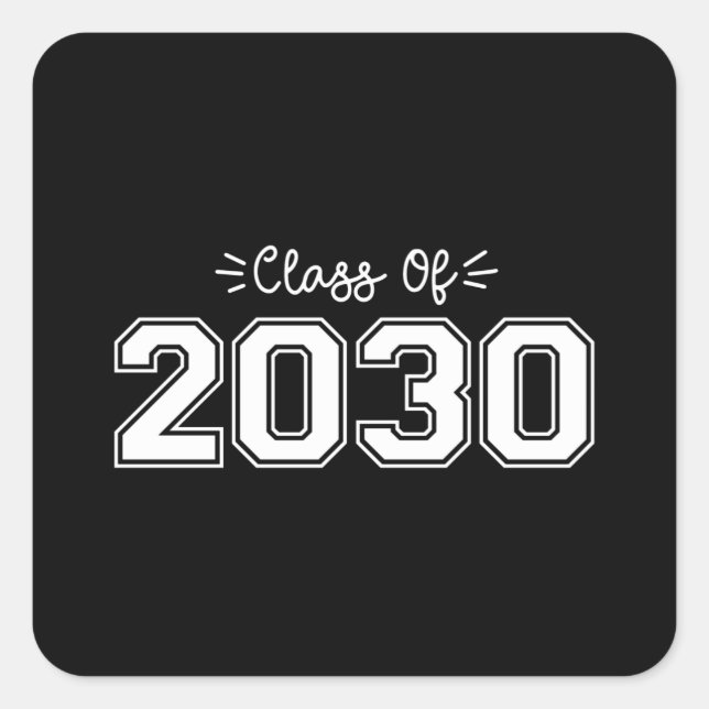 Pegatina Cuadrada 2030 personas de edad, clase 2030 Graduación (Anverso)