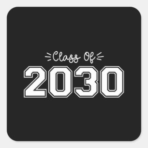 Pegatina Cuadrada 2030 personas de edad, clase 2030 Graduación