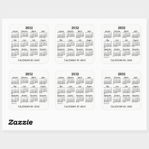 Pegatina Cuadrada 2032 White Calendar by Janz Square Sticker