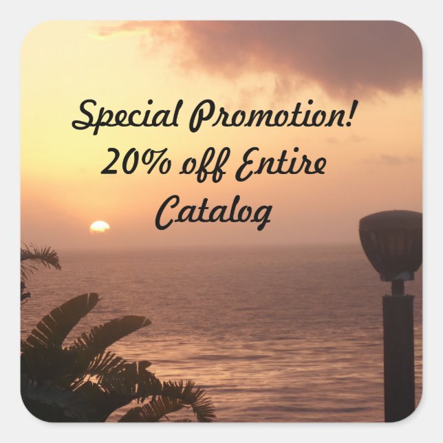 Pegatina Cuadrada 20% Apagado - Vista oceánica (Anverso)