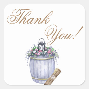 Pegatina Cuadrada 20 Gracias Pegatinas Boda De Campo De Verano Rusti