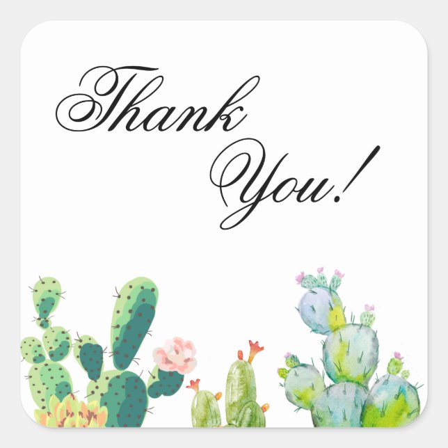 Pegatina Cuadrada 20 Gracias Pegatinas Bohemian Cactus Succulents D (Anverso)
