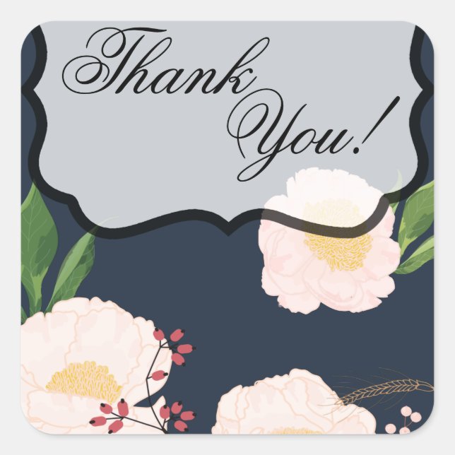 Pegatina Cuadrada 20 Gracias Pegatinas Cosmos rosados por la marina (Anverso)