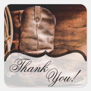 Pegatina Cuadrada 20 Gracias Pegatinas Cowboy Boots Barn Wood Rusti