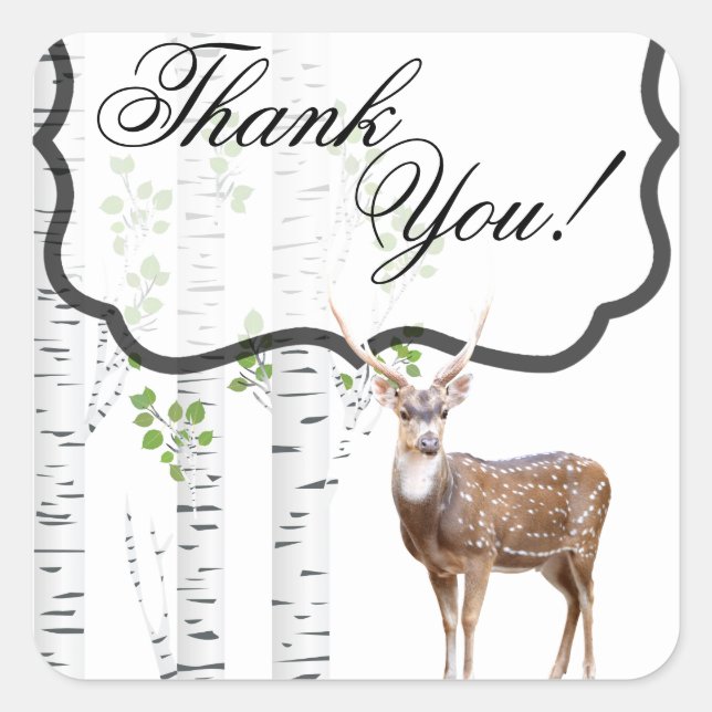 Pegatina Cuadrada 20 Gracias Pegatinas Deer Doe Buck Woodland Hunti (Anverso)