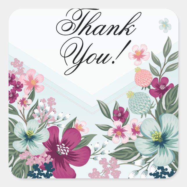 Pegatina Cuadrada 20 Gracias Pegatinas Flores tropicales en miembro  (Anverso)