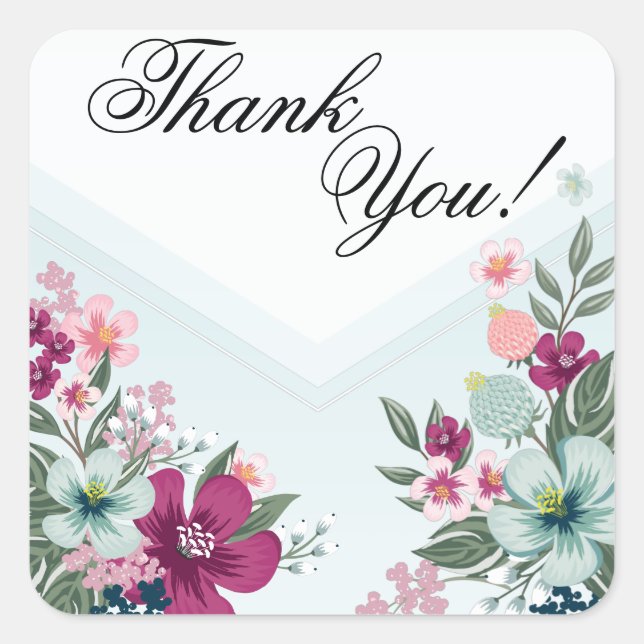 Pegatina Cuadrada 20 Gracias Pegatinas Flores tropicales en miembro  (Anverso)