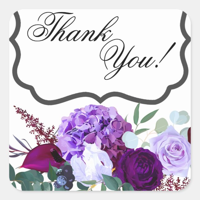 Pegatina Cuadrada 20 Gracias Pegatinas Lavender Hibiscus en blanco (Anverso)