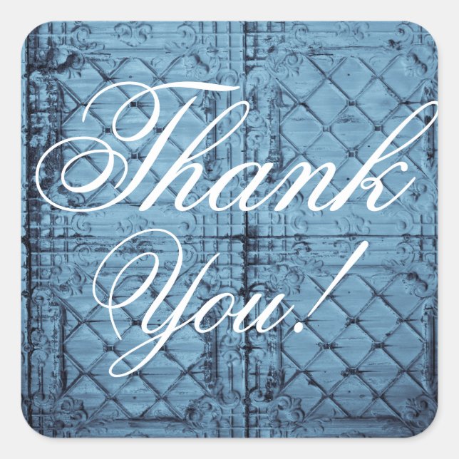 Pegatina Cuadrada 20 Gracias Pegatinas Rústico Tin Panel Techo Cou (Anverso)