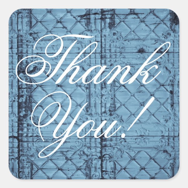 Pegatina Cuadrada 20 Gracias Pegatinas Rústico Tin Panel Techo Cou (Anverso)