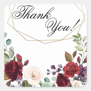 Pegatina Cuadrada 20 Gracias Pegatinas White Roses Gold Geométrico