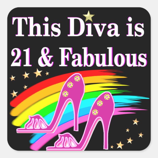 PEGATINA CUADRADA 21.ª REINA DE ZAPATOS (Anverso)