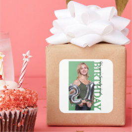 Pegatina Cuadrada 21st Birthday Photo college Party favor