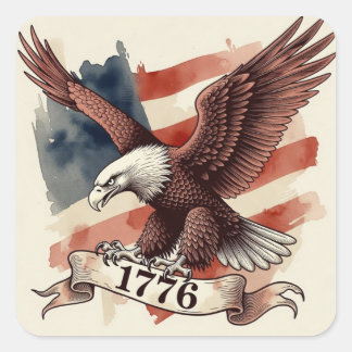 Pegatina Cuadrada 250º Aniversario Águila Americana 1776 Volando