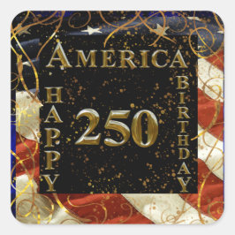 Pegatina Cuadrada ¡250º Cumpleaños Feliz América!