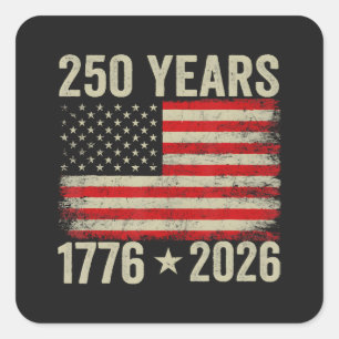 Pegatina Cuadrada 250 Años Bandera Americana 1776-2026