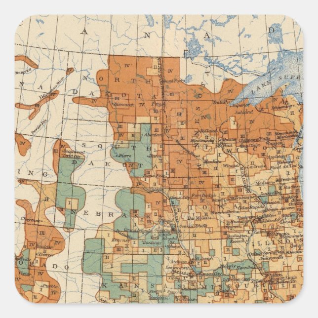 Pegatina Cuadrada 28 Aumento de 1890 a 1900 (Anverso)