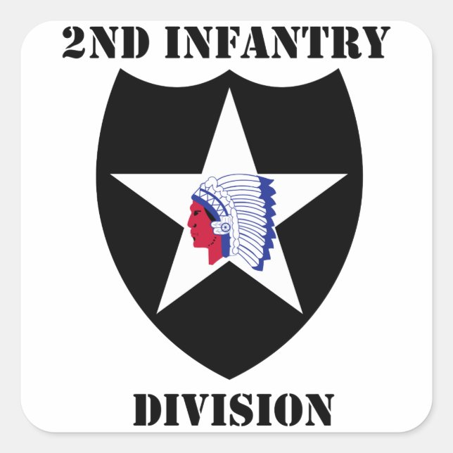 Pegatina Cuadrada 2.ª División De Infantería Con Texto (Anverso)