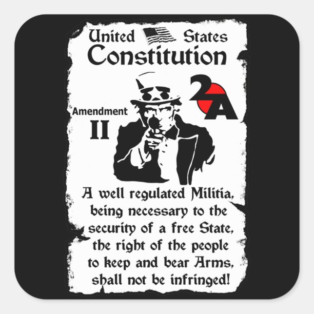 Pegatina Cuadrada 2.ª enmienda (Anverso)