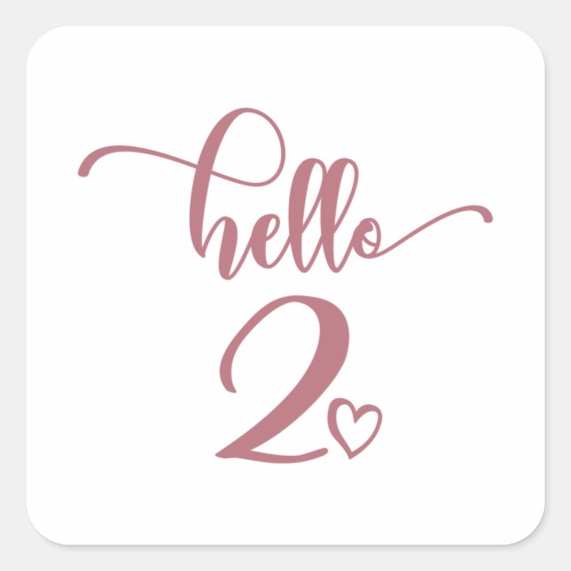 Pegatina Cuadrada 2.º cumpleaños Chicas saludan a dos niños pequeños (Anverso)