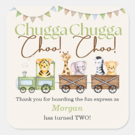 Pegatina Cuadrada 2.º Nacimiento Tren Animal Cute Chugga