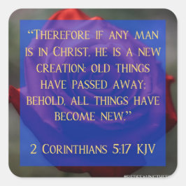 Pegatina Cuadrada 2 Corintios 5:17 Redención de los Beast Pegatinas