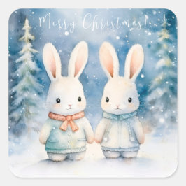 Pegatina Cuadrada 2 lapins de Noël