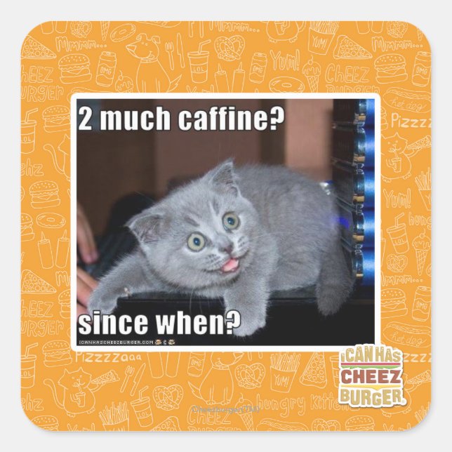 Pegatina Cuadrada ¿2 mucho café? (Anverso)