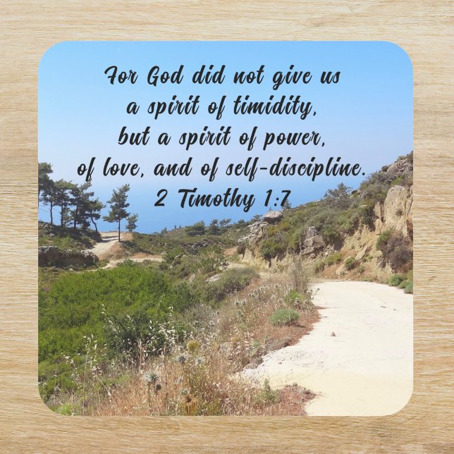 Pegatina Cuadrada 2 Timothy 1:7 Verso de Biblia Confiable (Subido por el creador)