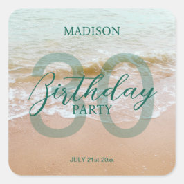 Pegatina Cuadrada 30th Birthday Beach Party
