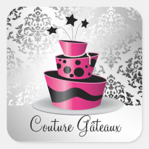 Pegatina Cuadrada 311 Couture Gâteaux Rosa caliente