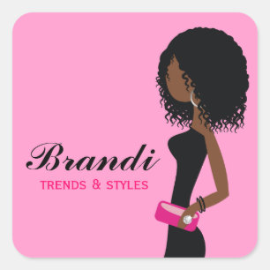 Pegatina Cuadrada 311 fashionista HairSticker rizado afroamericano