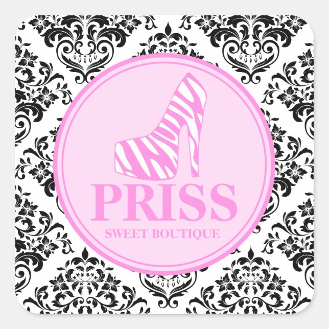 Pegatina Cuadrada 311 Miss Priss Zebra Heel (Anverso)