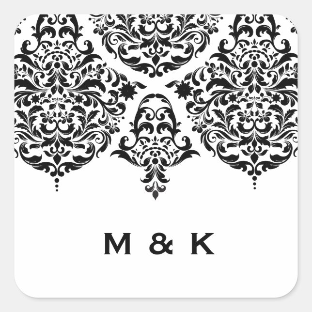 Pegatina Cuadrada 311 Mon Cherie Damask Black Gracias (Anverso)