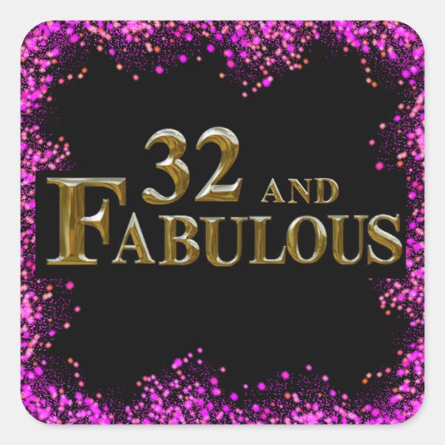 Pegatina Cuadrada 32 cumpleaños (Anverso)