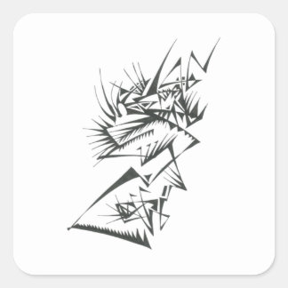 Pegatina Cuadrada 39 Arte Tribal Abstracto Blanco y Negro de Tatuaje