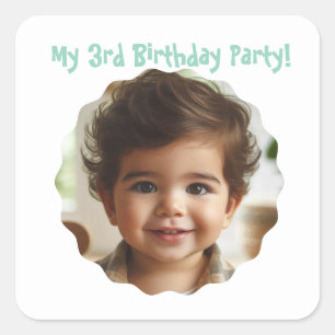 Pegatina Cuadrada 3.ᵉʳ Personalizado de cumpleaños a favor de la fie