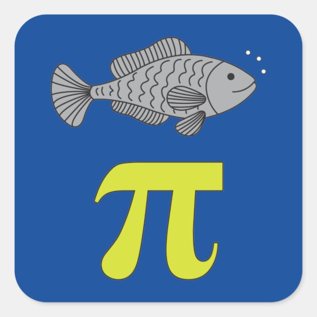 Pegatina Cuadrada 3.14 Chiste de matemáticas divertidas Fish Pie Pi  (Anverso)