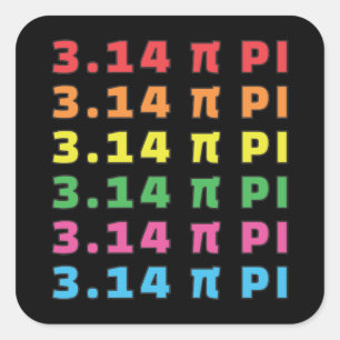Pegatina Cuadrada 3.14 Pi Day Texto Repetido