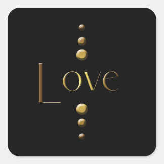 Pegatina Cuadrada 3 Dot Gold Block Love & Black Background