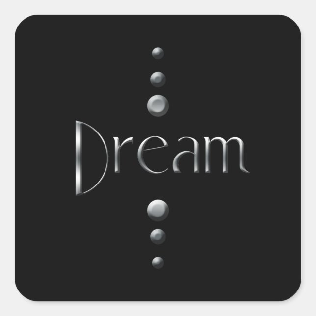 Pegatina Cuadrada 3 Dot Silver Block Dream & Black Background (Anverso)