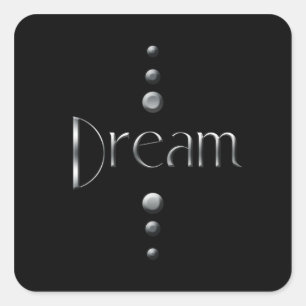 Pegatina Cuadrada 3 Dot Silver Block Dream & Black Background