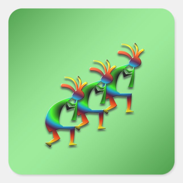 Pegatina Cuadrada 3 Kokopelli #29 (Anverso)