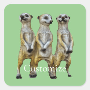 Pegatina Cuadrada 3 Meerkats permanentes Thunder_Cove