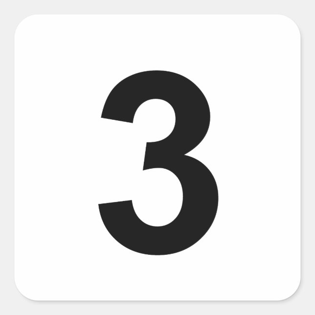 Pegatina Cuadrada 3 - número tres (Anverso)