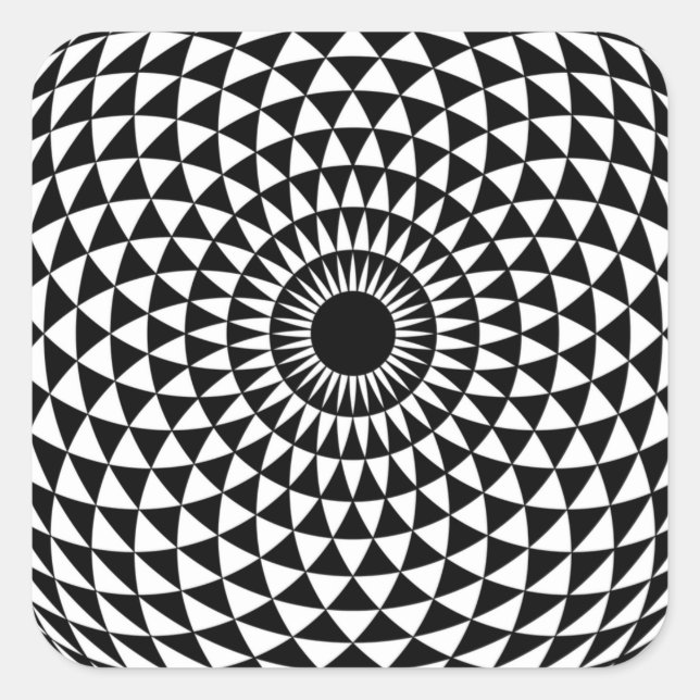 Pegatina Cuadrada 3D Fractal Optical Eye Pop White Illusion Square S (Anverso)