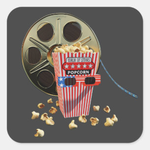 Pegatina Cuadrada 3D Movie Real and Buttered Palomita
